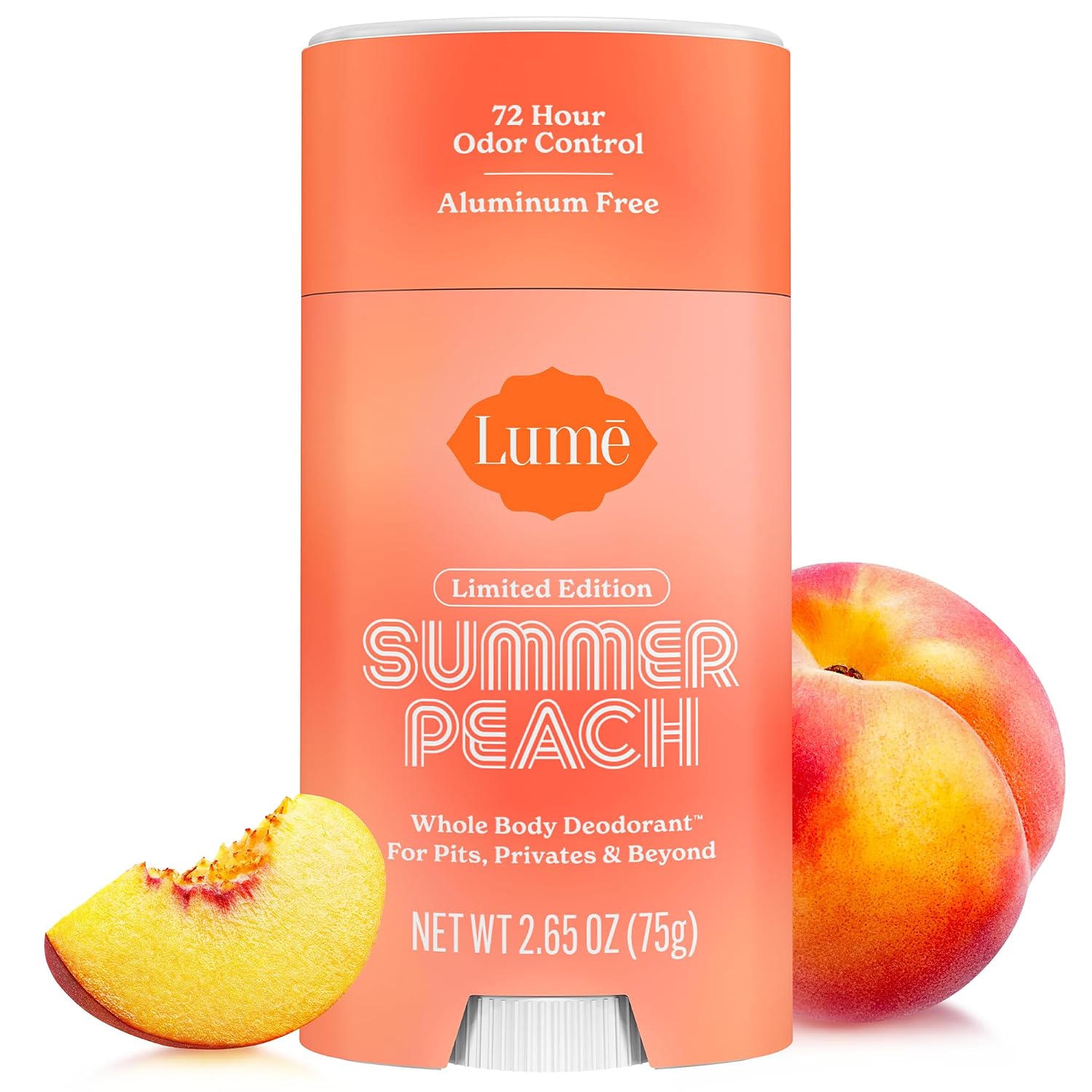 Whole Body Deodorant - Smooth Solid Stick - 72 Hour Odor Control - Doctor Developed - Aluminum Free. Baking Soda Free and Skin Loving - 2.6 Ounce (Summer Peach)