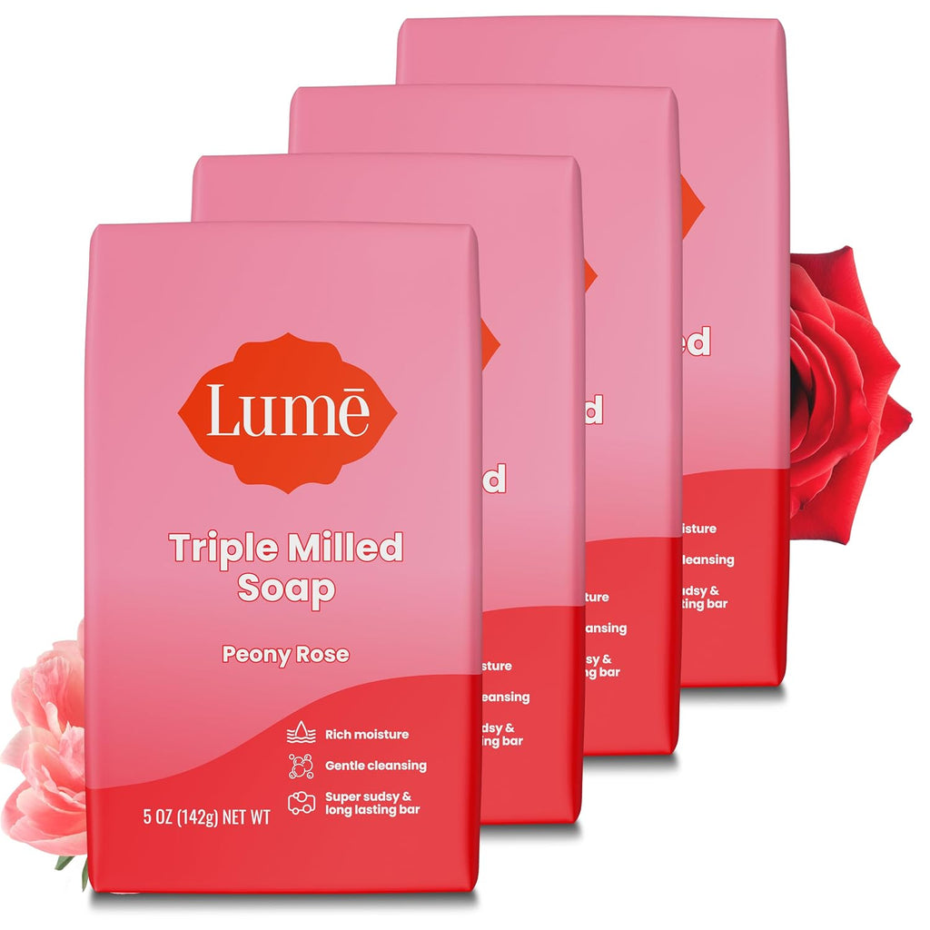 Triple Milled Bar Soap - Rich Moisture & Gentle Cleansing - Paraben Free. Phthalate Free. Skin Safe - 5 ounce (Pack of 4) (Peony Rose)