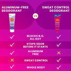 Whole Body Deodorant Plus Sweat Control - Smooth Cream Tube - 72 Hour Odor And Sweat Control - Baking Soda Free. Skin Loving - 3.0 ounce (Soft Powder)