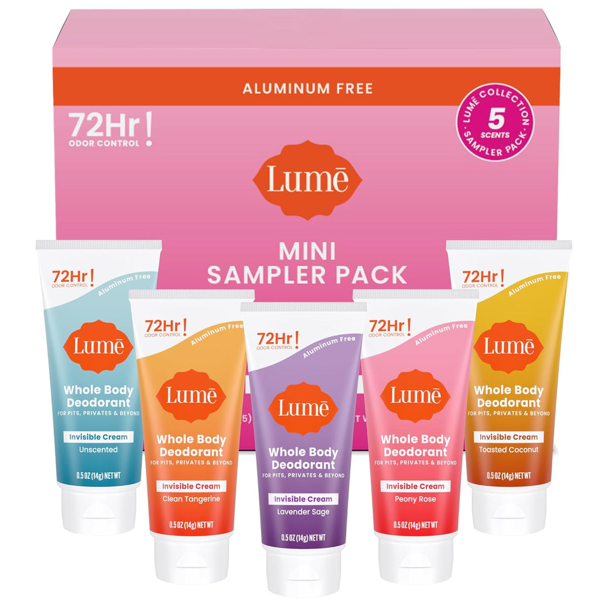 Whole Body Deodorant - Mini Travel Size Invisible Cream Tube - Trial Size - 72 Hour Odor Control - Doctor Developed - Aluminum Free. Baking Soda Free - .5oz (Pack of 2) (Clean Tangerine)