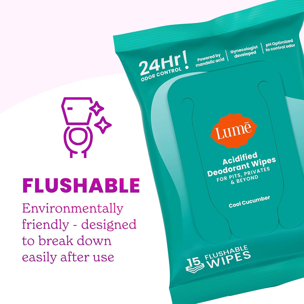 Acidified Deodorant Wipes - 24 Hour Odor Control - Aluminum Free. Baking Soda Free. Skin Loving - 15 Count (Pack of 3) (Cool Cucumber)