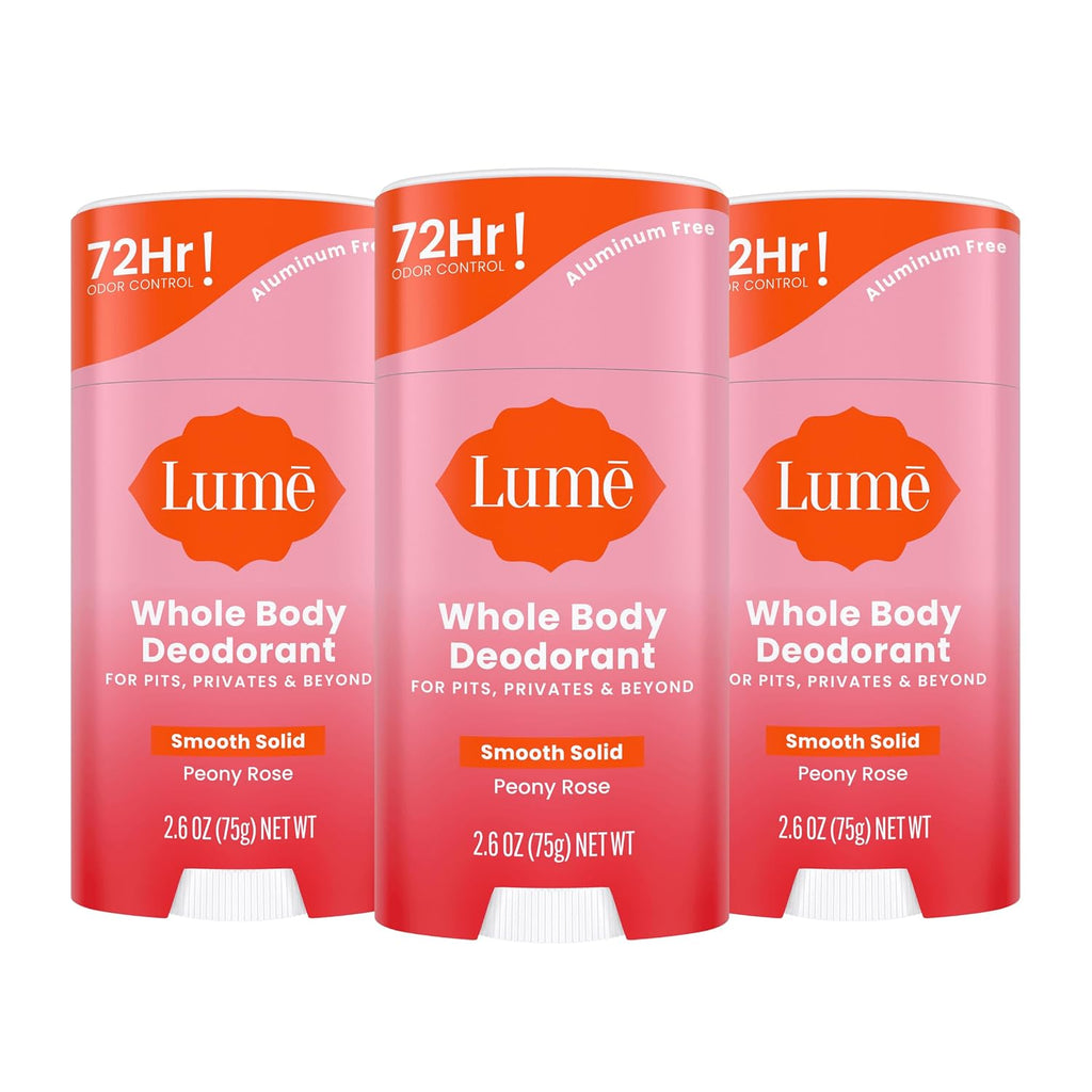 Whole Body Deodorant - Smooth Solid Stick - 72 Hour Odor Control - Aluminum Free. Baking Soda Free and Skin Loving - 2.6 Ounce (Pack of 3) (Peony Rose)