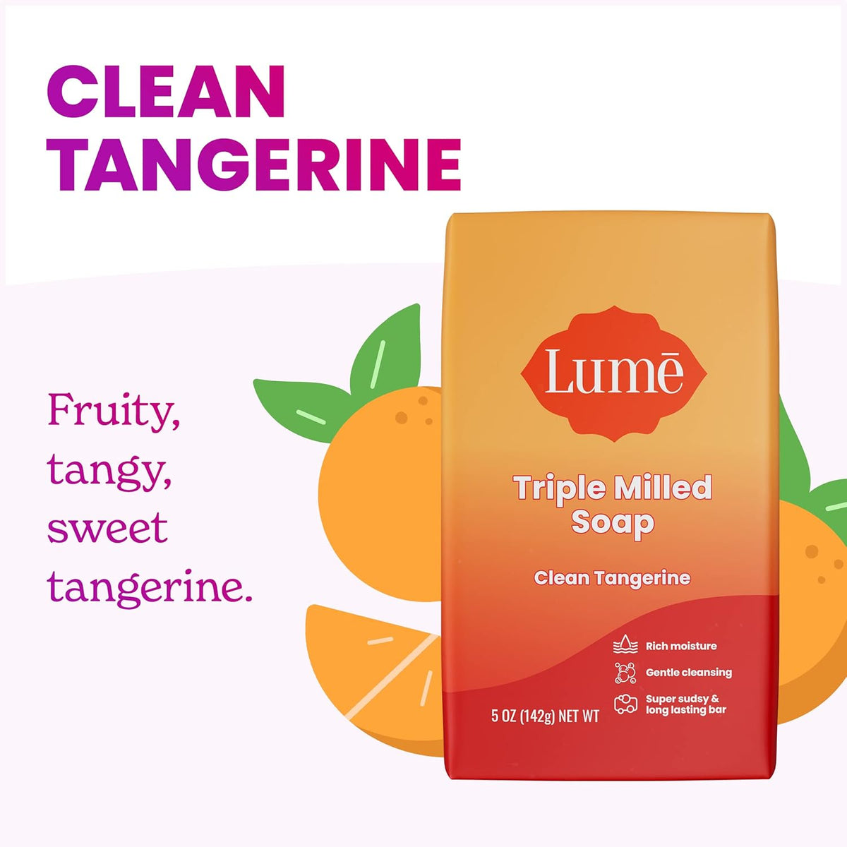 Triple Milled Bar Soap - Rich Moisture & Gentle Cleansing - Paraben Free. Phthalate Free. Skin Safe - 5 ounce (Clean Tangerine)