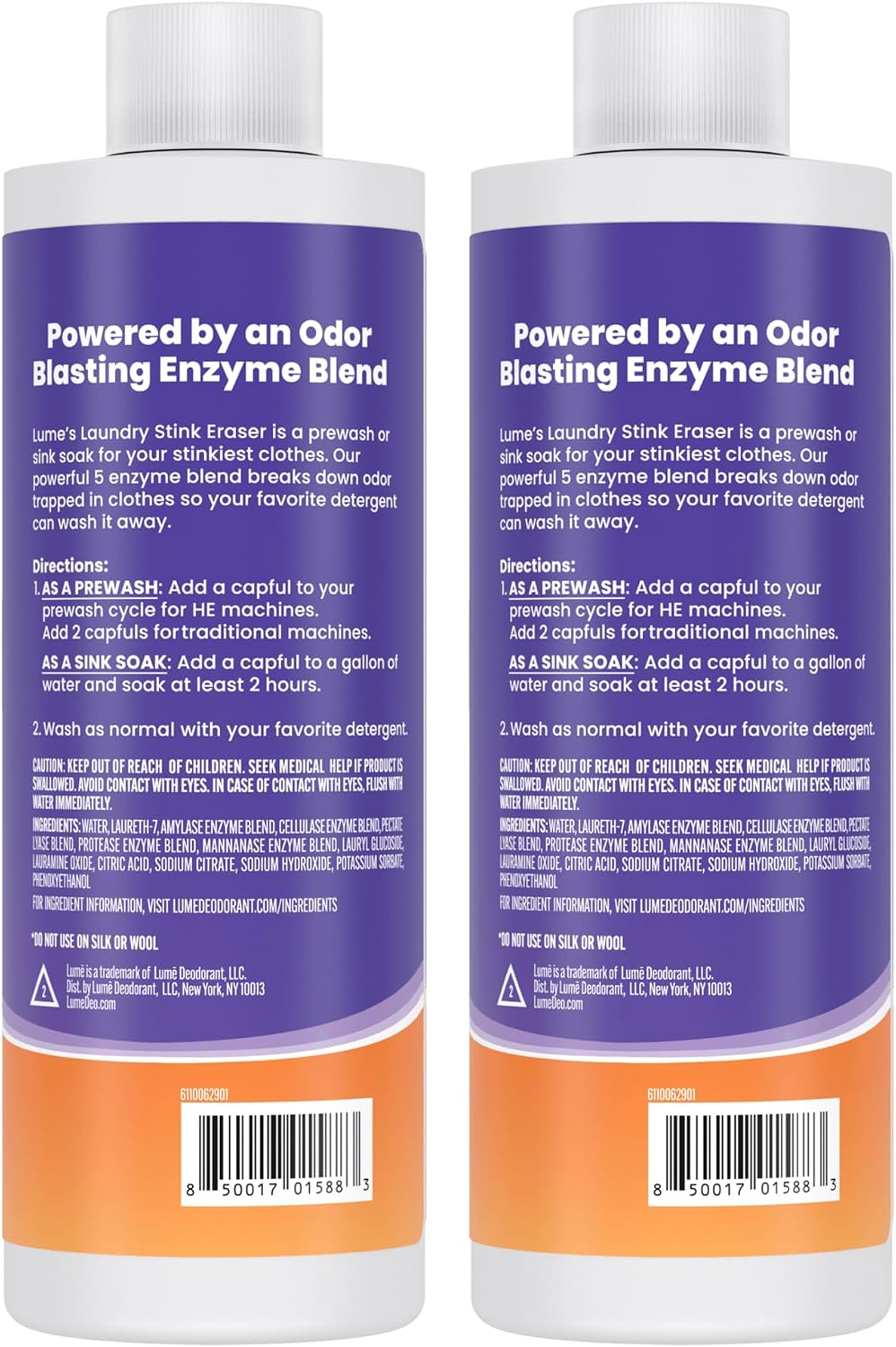 Laundry Stink & Stain Eraser - Detergent Booster & Sink Soak - Eliminates Body Odor In Clothes - Odor Blasting Enzyme Blend - Make Your Detergent Work Better - Free & Clear - 8 fl oz (2 Pack)