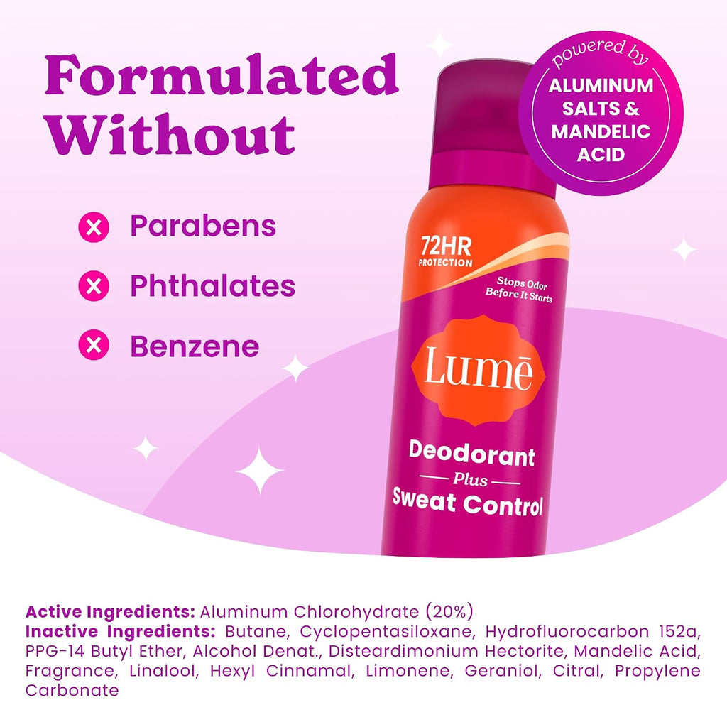 Deodorant Plus Sweat Control - Invisible Spray - Extra Strength Antiperspirant For Underarms - 72 Hour Odor And Sweat Control - Baking Soda Free - 2 Pack (Clean Tangerine)