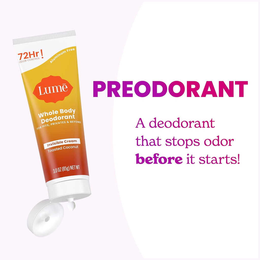 Whole Body Deodorant - Invisible Cream Tube - 72 Hour Odor Control - Aluminum Free. Baking Soda Free. Skin Safe - 3.0 ounce (Pack of 2) (Toasted Coconut)