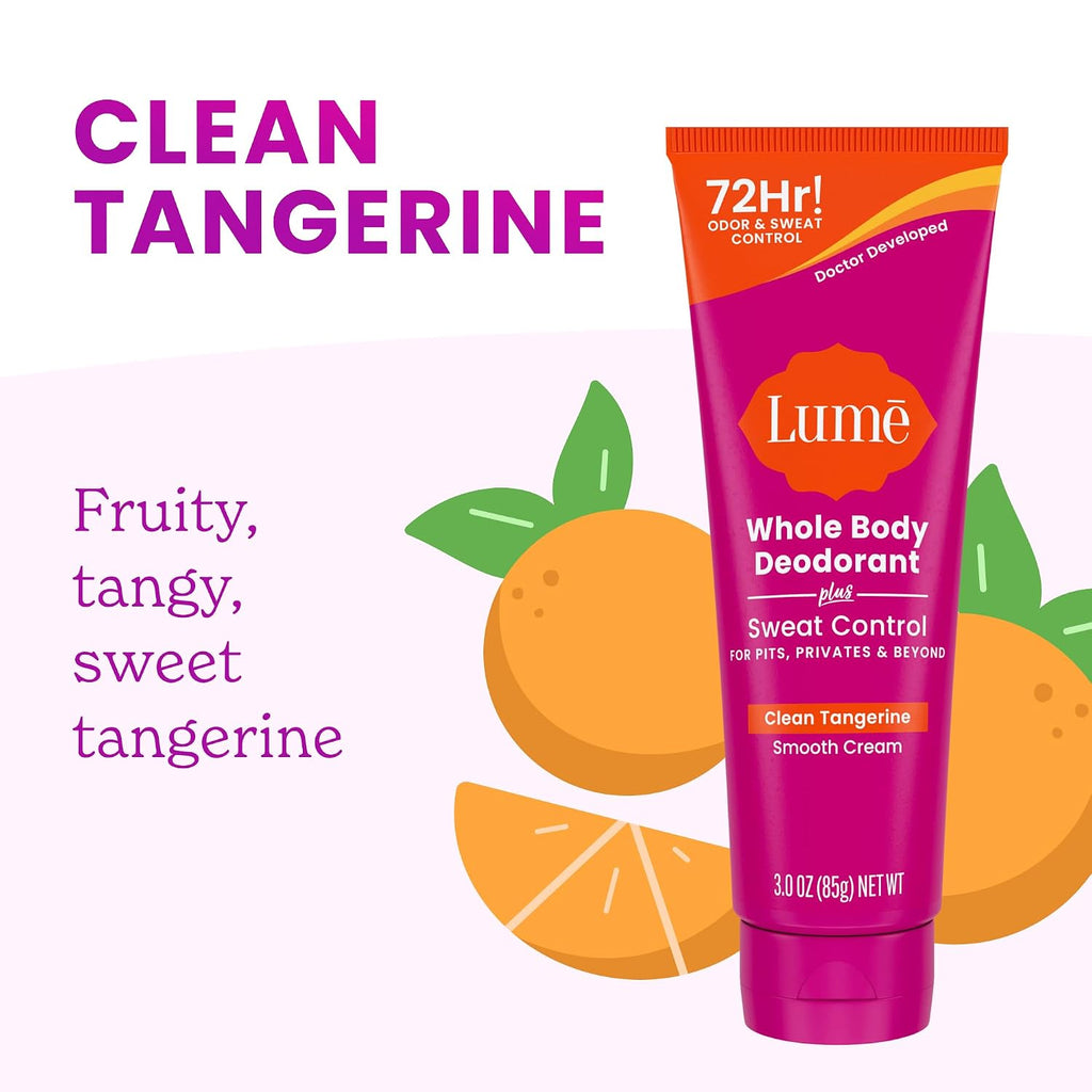Whole Body Deodorant Plus Sweat Control - Smooth Cream Tube - 72 Hour Odor And Sweat Control - Baking Soda Free. Skin Loving - 3.0 ounce (Pack of 2) (Clean Tangerine)