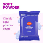 Acidified Deodorant Wipes - 24 Hour Odor Control - Whole Body Deodorant Wipes - Aluminum Free. Baking Soda Free. Skin Loving - Flushable - 15 Count - 3 Pack (Soft Powder)