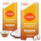 Whole Body Deodorant - Invisible Cream Stick - 72 Hour Odor Control - Aluminum Free. Baking Soda Free. Skin Safe - 2.2 Ounce (Pack of 2) (Toasted Coconut)
