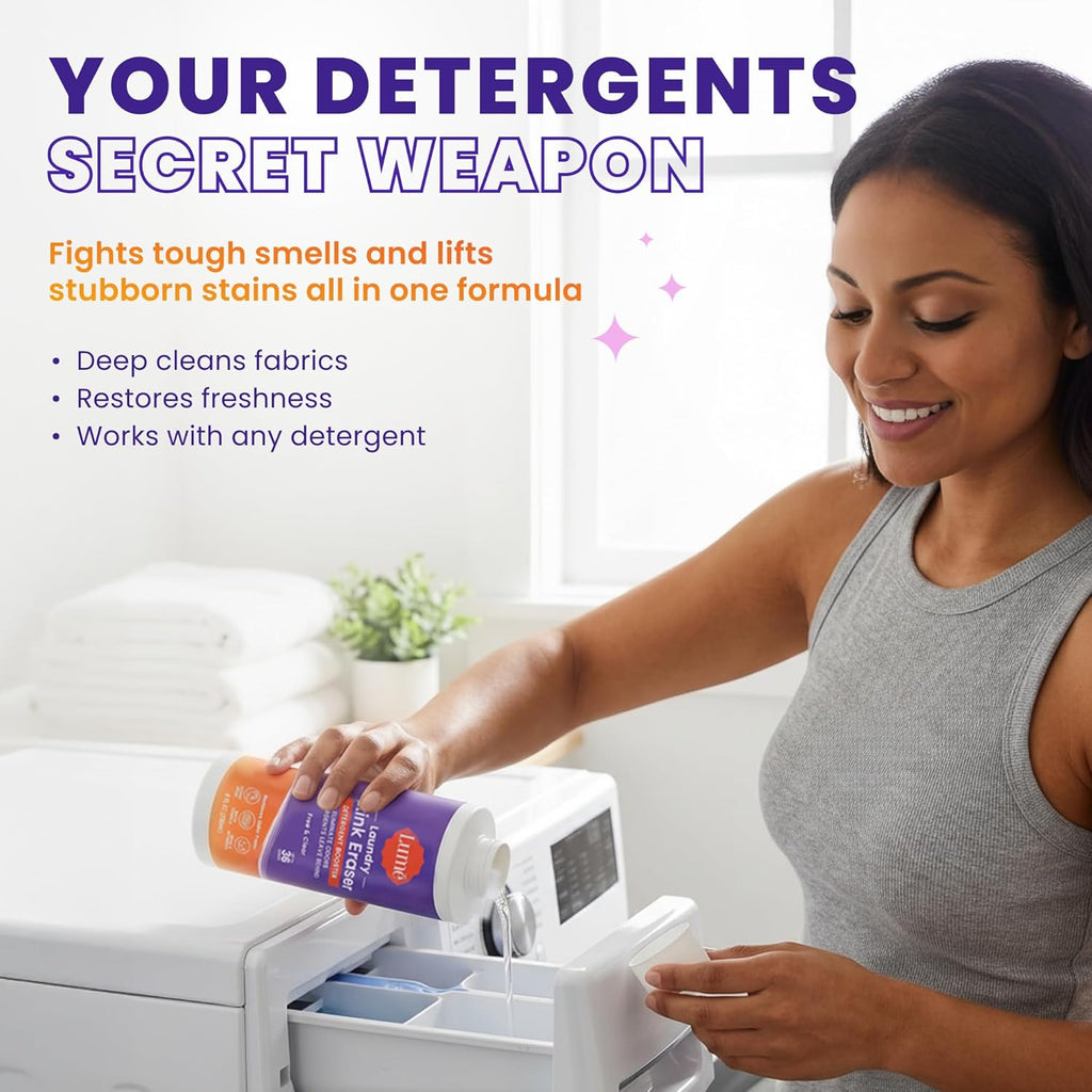 Laundry Stink & Stain Eraser - Detergent Booster & Sink Soak - Eliminates Body Odor In Clothes - Odor Blasting Enzyme Blend - Make Your Detergent Work Better - Free & Clear - 8 fl oz (2 Pack)
