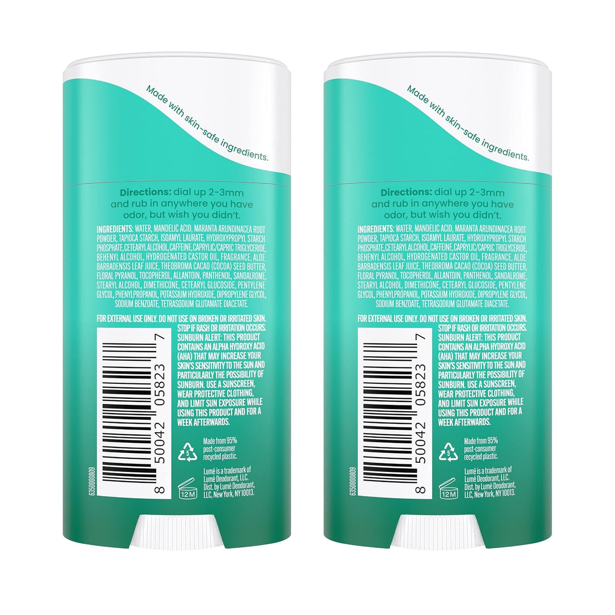 Whole Body Deodorant - Invisible Cream Stick - 72 Hour Odor Control - Aluminum Free. Baking Soda Free. Skin Safe - 2.2 Ounce (Pack of 2) (Minted Cucumber)