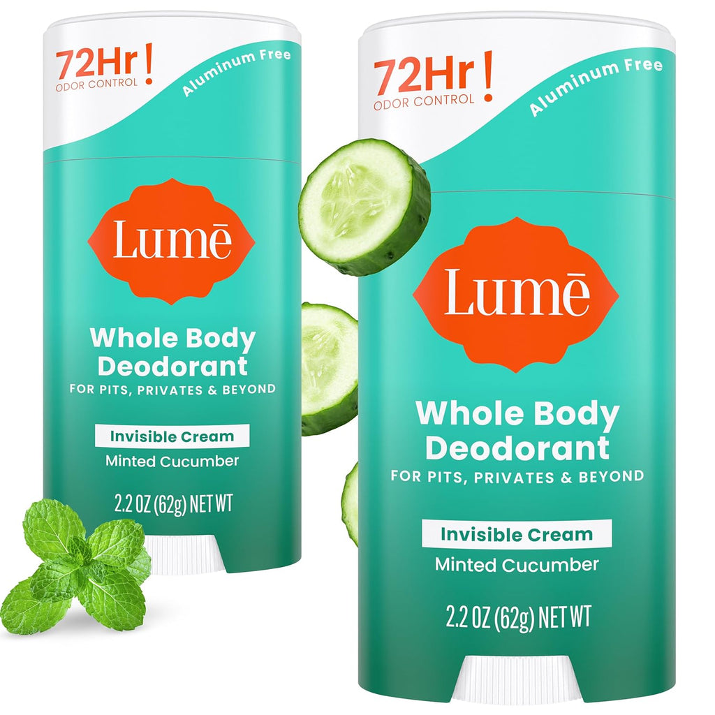 Whole Body Deodorant - Invisible Cream Stick - 72 Hour Odor Control - Aluminum Free. Baking Soda Free. Skin Safe - 2.2 Ounce (Pack of 2) (Minted Cucumber)