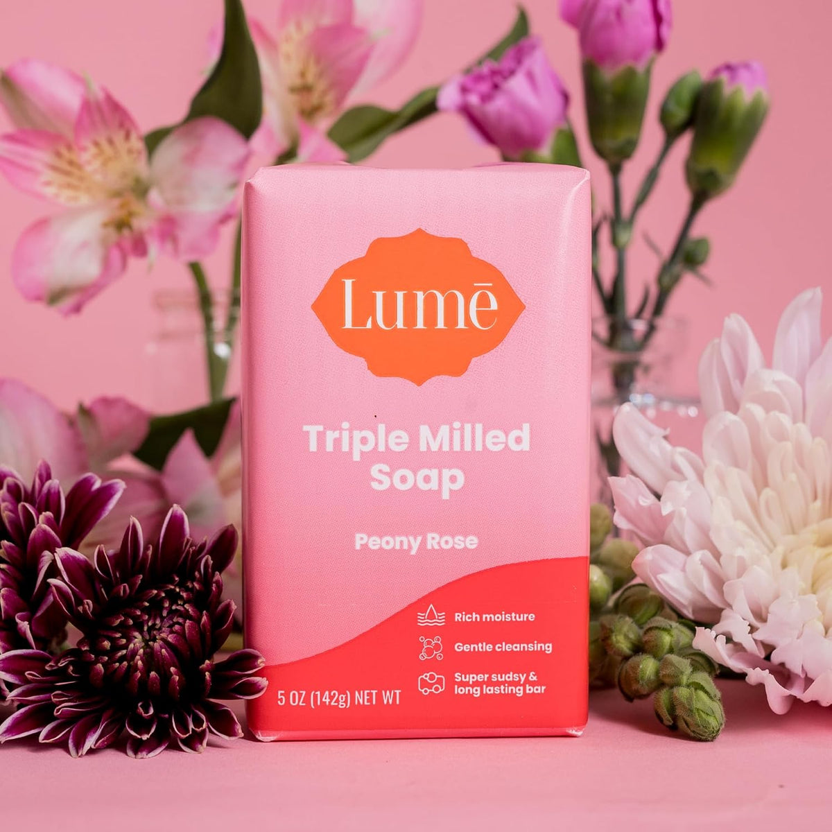 Triple Milled Bar Soap - Rich Moisture & Gentle Cleansing - Paraben Free. Phthalate Free. Skin Safe - 5 ounce (Peony Rose)