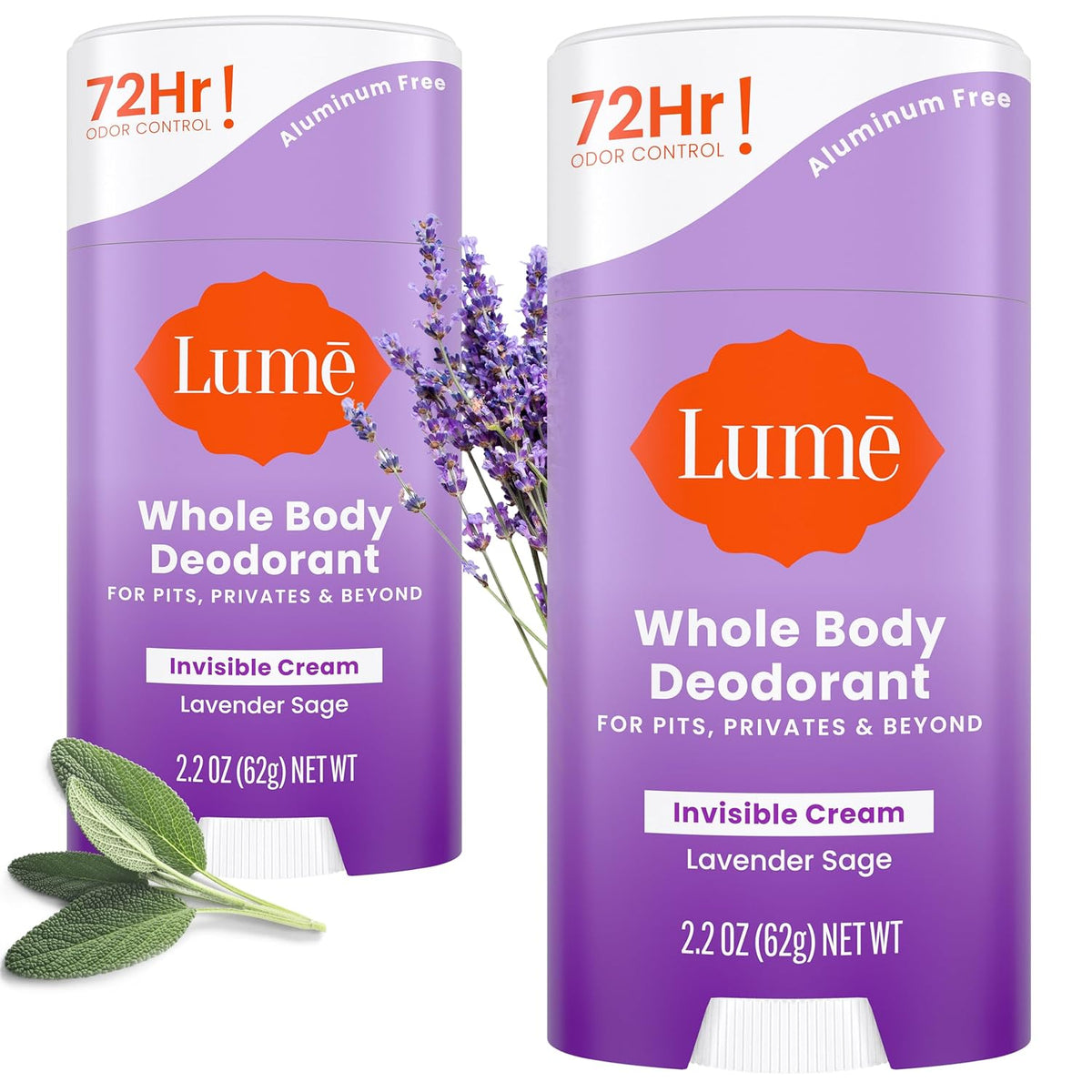 Deodorant Cream Stick - Underarms and Private Parts - Aluminum-Free. Baking Soda-Free. Hypoallergenic. and Safe For Sensitive Skin - 2.2 Ounce (Pack of 2) (Lavender Sage)