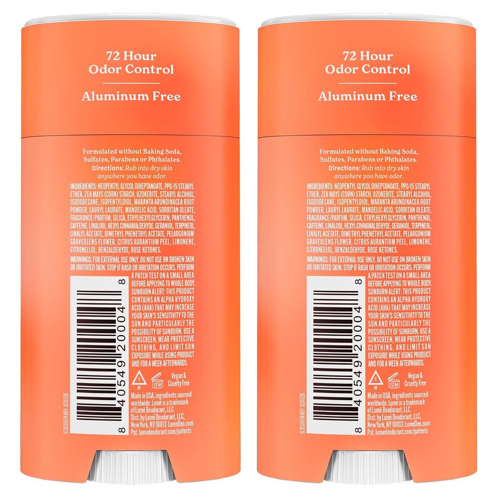 Whole Body Deodorant - Smooth Solid Stick - 72 Hour Odor Control - Doctor Developed - Aluminum Free. Baking Soda Free and Skin Loving - 2.6 Ounce - Pack of 2 - (Summer Peach)