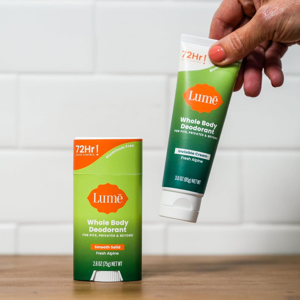 Whole Body Deodorant - Invisible Cream Tube and Solid Stick - 72 Hour Odor Control - Aluminum Free. Baking Soda Free. Skin Loving - 3.0 Ounce Tube and 2.6 Ounce Solid Stick Bundle (Fresh Alpine)