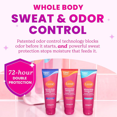 Whole Body Deodorant Plus Sweat Control - Smooth Cream Tube - 72 Hour Odor And Sweat Control - Baking Soda Free. Skin Loving - 3.0 ounce (Pack of 2) (Clean Tangerine)