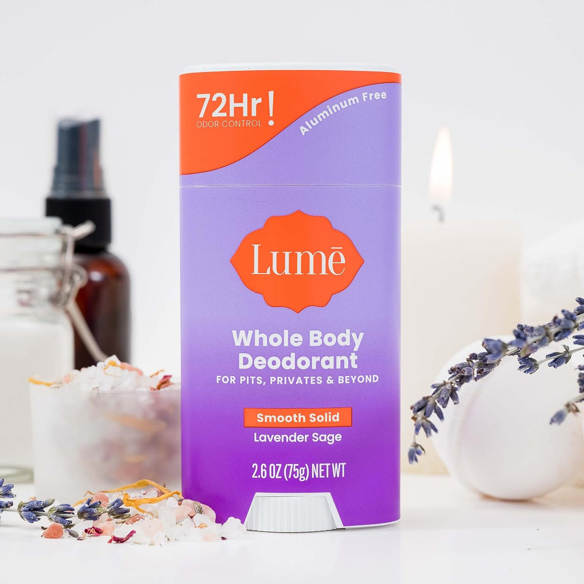 Whole Body Deodorant - Smooth Solid Stick - 72 Hour Odor Control - Aluminum Free. Baking Soda Free and Skin Loving - 2.6 Ounce (Pack of 3) (Lavender Sage)