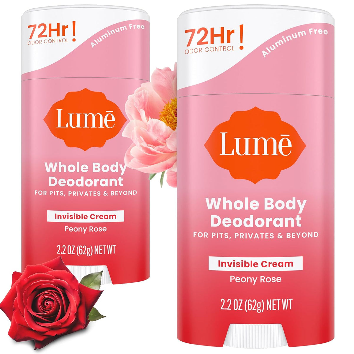 Deodorant Cream Stick - Underarms and Private Parts - Aluminum-Free. Baking Soda-Free. Hypoallergenic. and Safe For Sensitive Skin - 2.2 Ounce (Pack of 2) (Peony Rose)