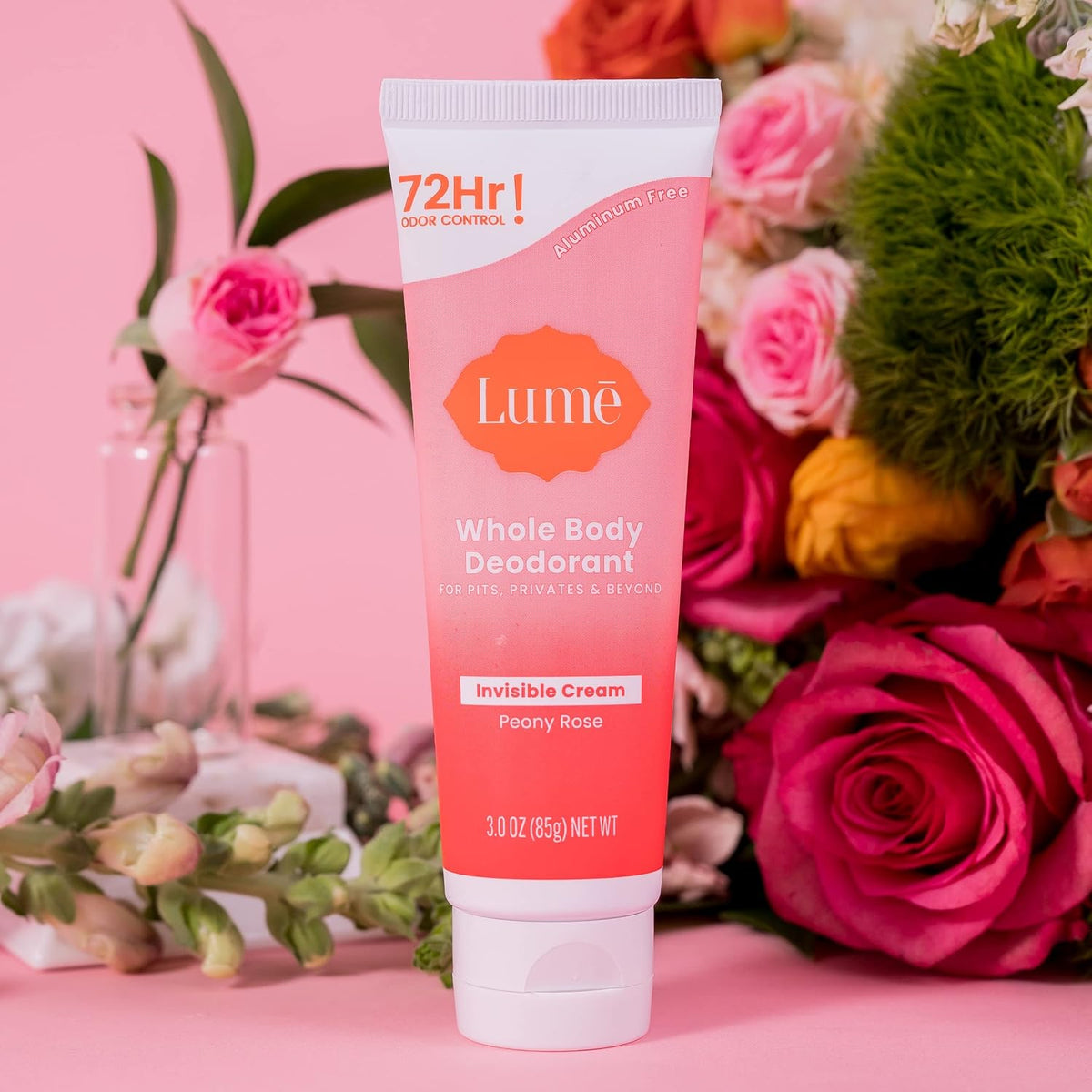 Whole Body Deodorant - Invisible Cream Tube - 72 Hour Odor Control - Aluminum Free. Baking Soda Free. Skin Safe - 3.0 ounce (Peony Rose)