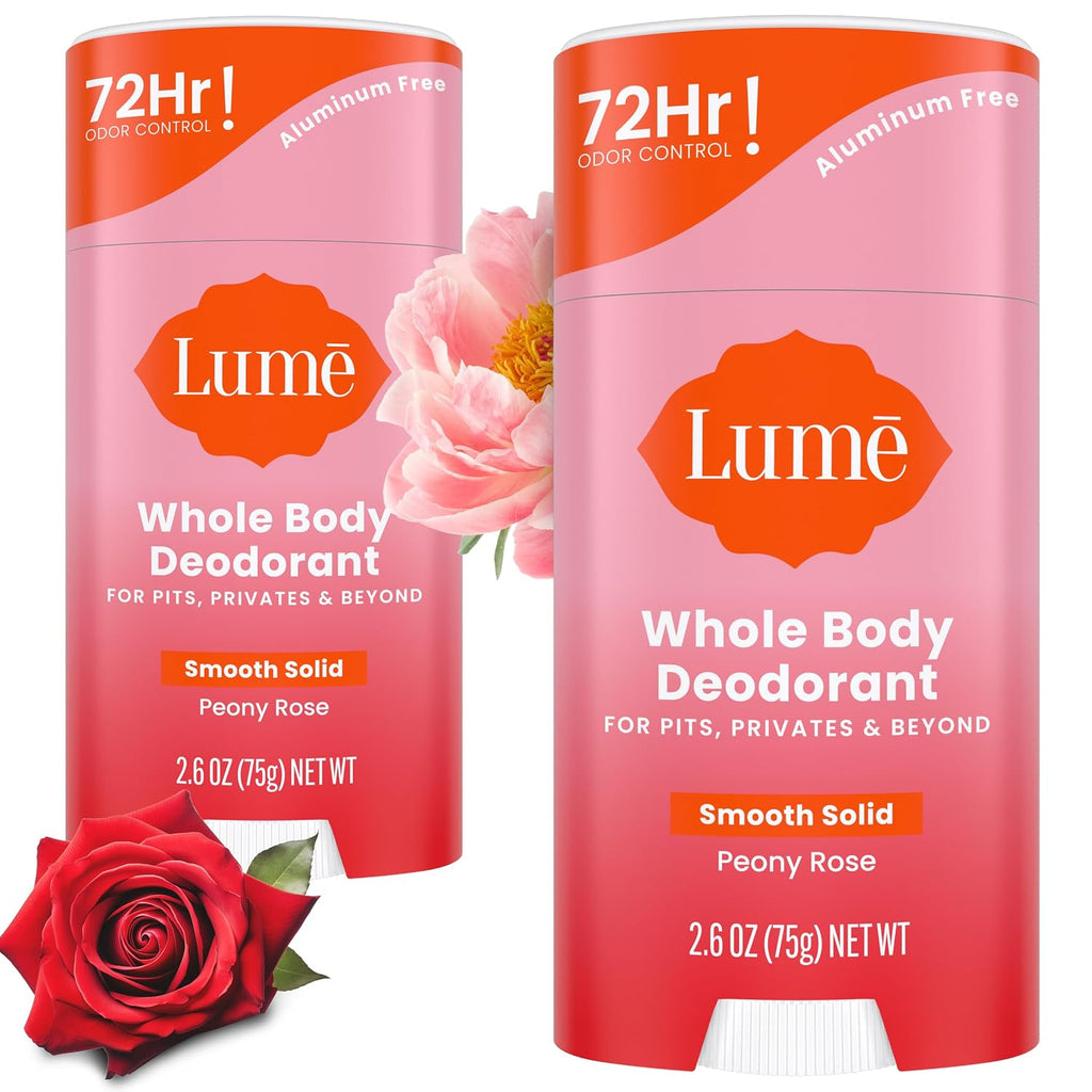 Whole Body Deodorant - Smooth Solid Stick - 72 Hour Odor Control - Aluminum Free. Baking Soda Free and Skin Safe - 2.6 Ounce (Pack of 2) (Peony Rose)