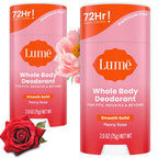 Whole Body Deodorant - Smooth Solid Stick - 72 Hour Odor Control - Aluminum Free. Baking Soda Free and Skin Safe - 2.6 Ounce (Pack of 2) (Peony Rose)