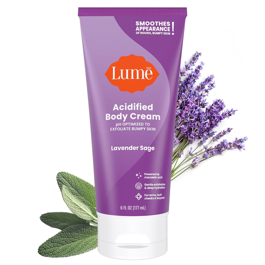 Acidified Body Cream - Smooth Appearance of Rough. Bumpy Skin - Paraben Free. Lanolin Free. Skin Safe - 6 ounce (Lavender Sage)