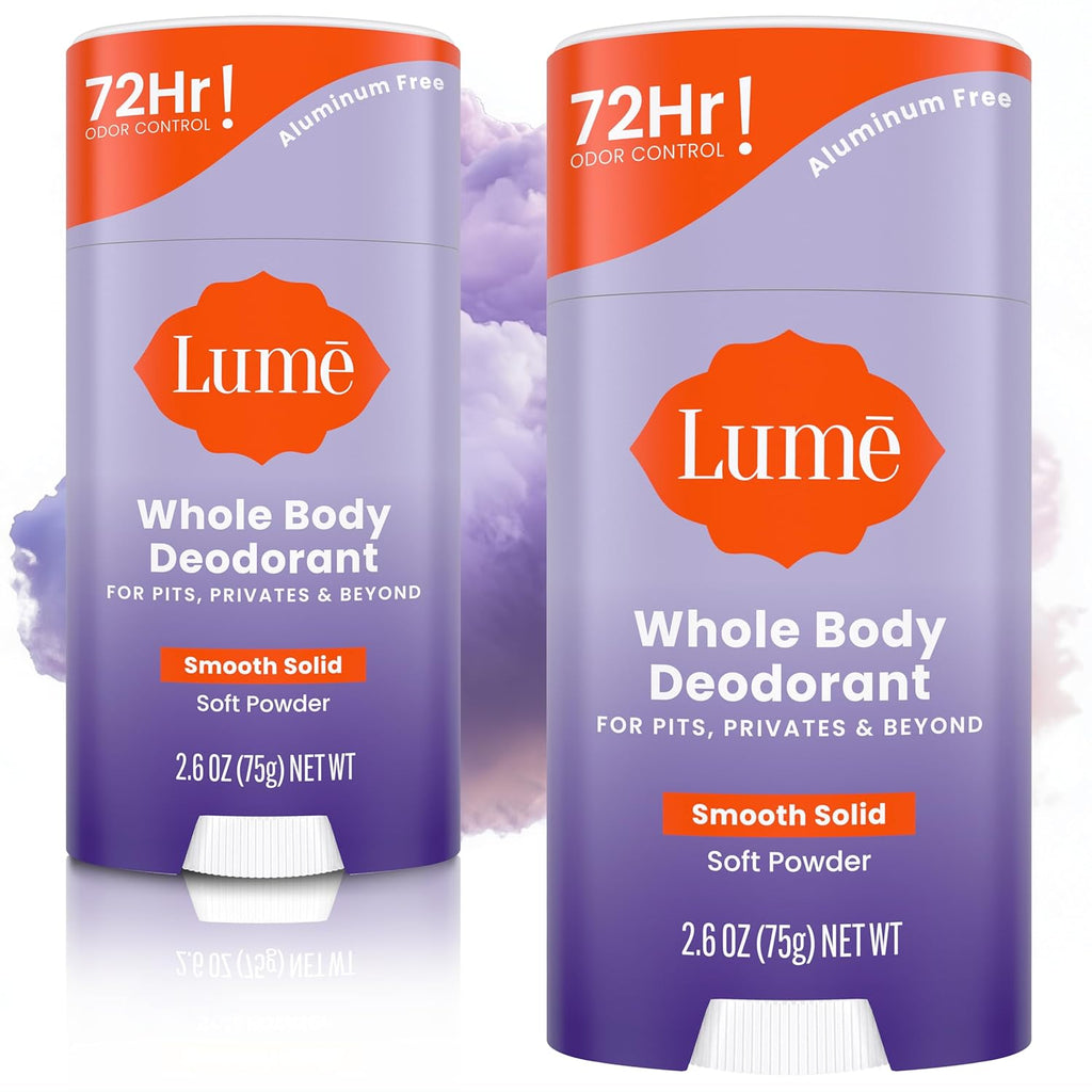 Whole Body Deodorant - Smooth Solid Stick - 72 Hour Odor Control - Aluminum Free. Baking Soda Free and Skin Safe - 2.6 Ounce (Pack of 2) (Soft Powder)