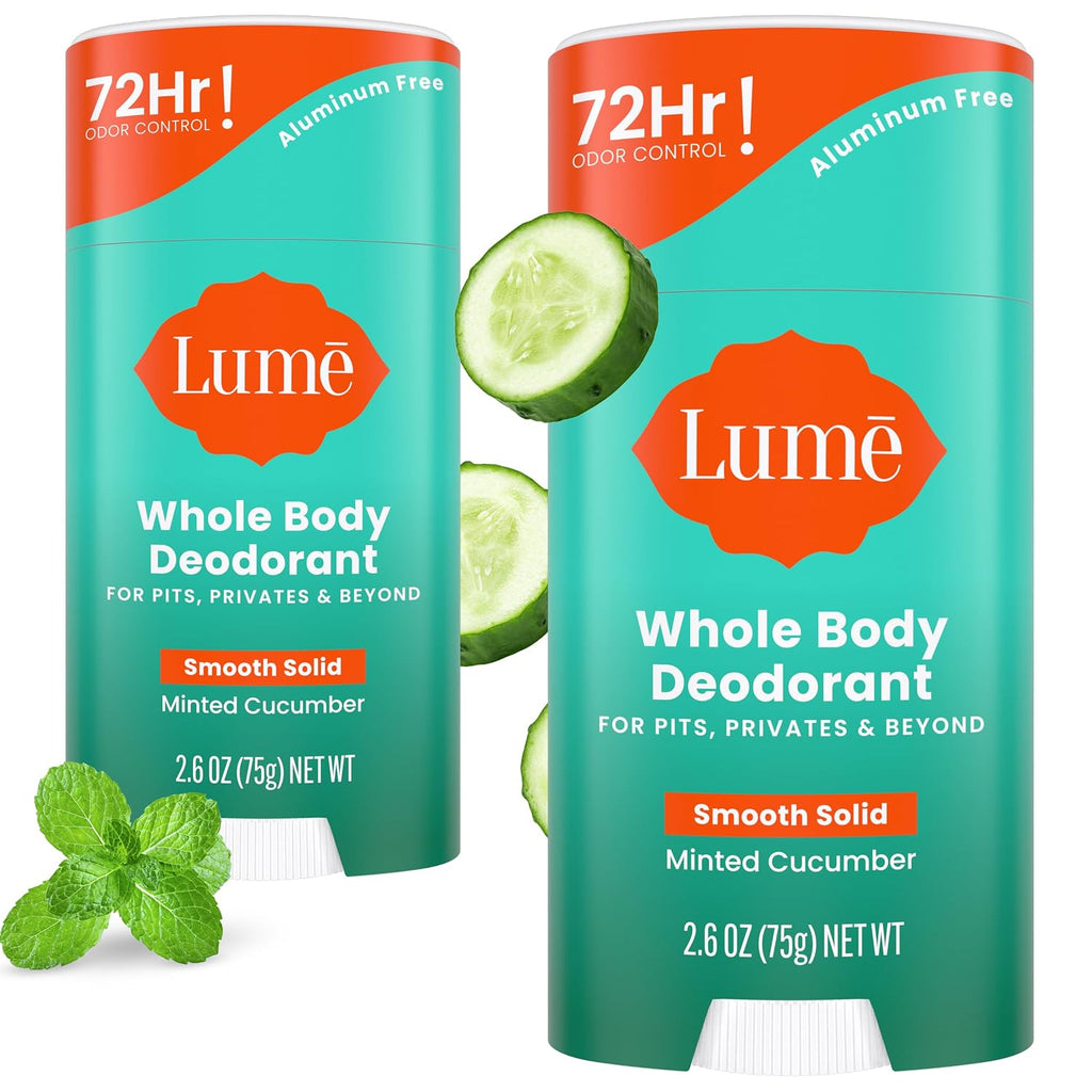 Whole Body Deodorant - Smooth Solid Stick - 72 Hour Odor Control - Aluminum Free. Baking Soda Free and Skin Safe - 2.6 Ounce (Pack of 2) (Minted Cucumber)
