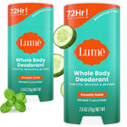 Whole Body Deodorant - Smooth Solid Stick - 72 Hour Odor Control - Aluminum Free. Baking Soda Free and Skin Safe - 2.6 Ounce (Pack of 2) (Minted Cucumber)