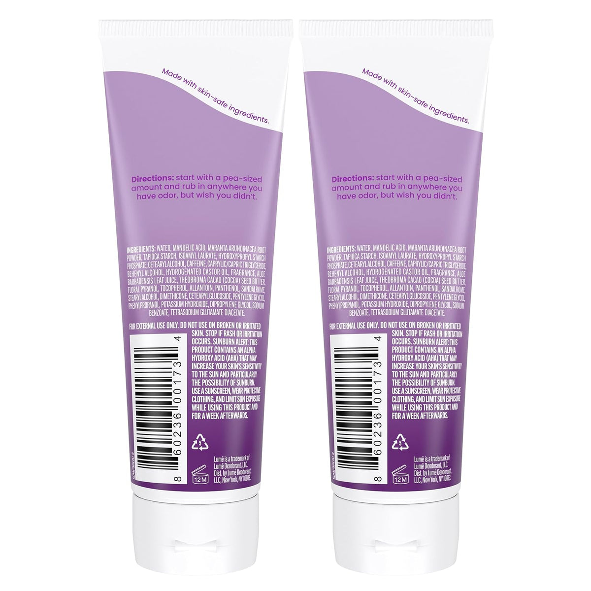 Whole Body Deodorant - Invisible Cream Tube - 72 Hour Odor Control - Aluminum Free. Baking Soda Free. Skin Safe - 3.0 ounce (Pack of 2) (Lavender Sage)