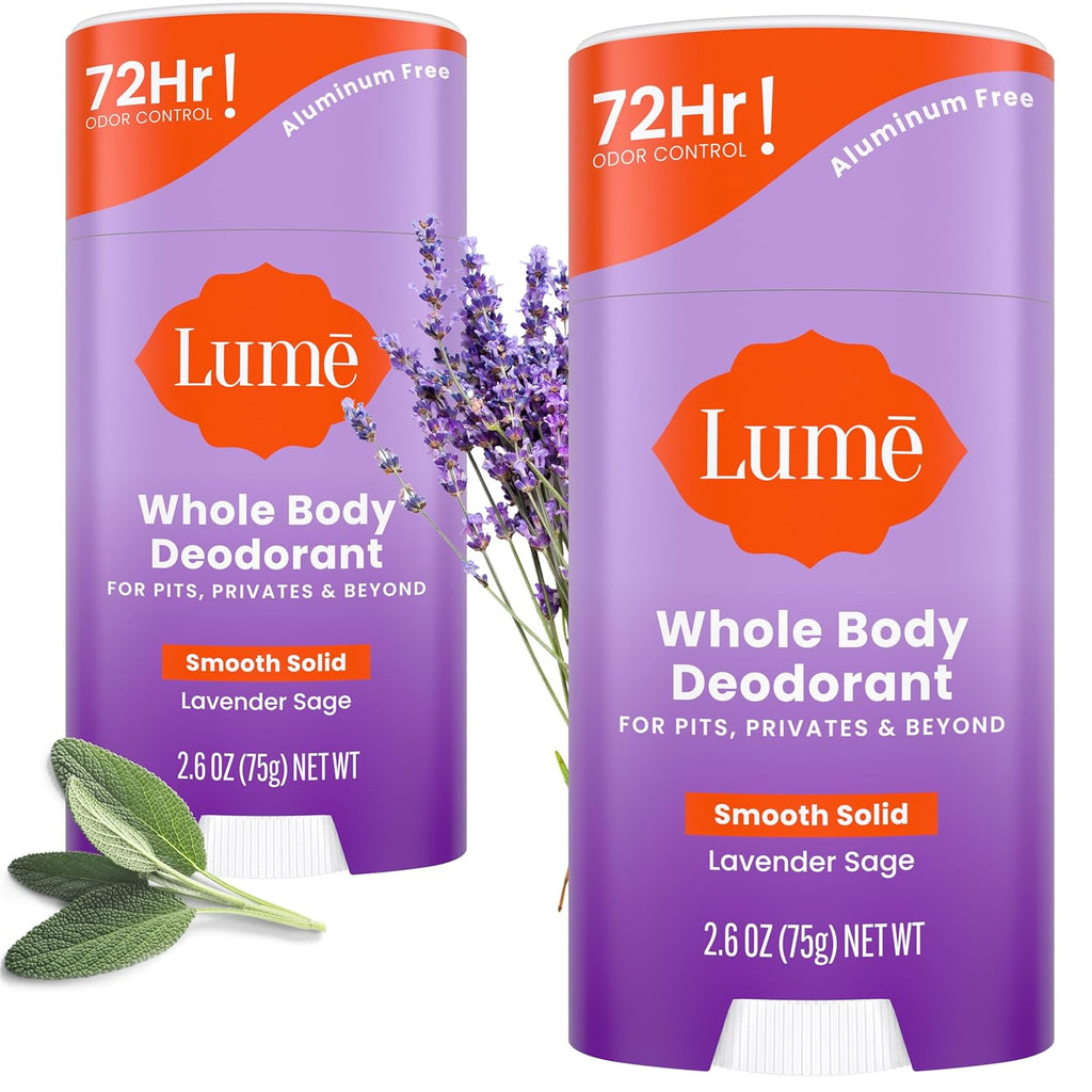 Whole Body Deodorant - Smooth Solid Stick - 72 Hour Odor Control - Aluminum Free. Baking Soda Free and Skin Safe - 2.6 Ounce (Pack of 2) (Lavender Sage)