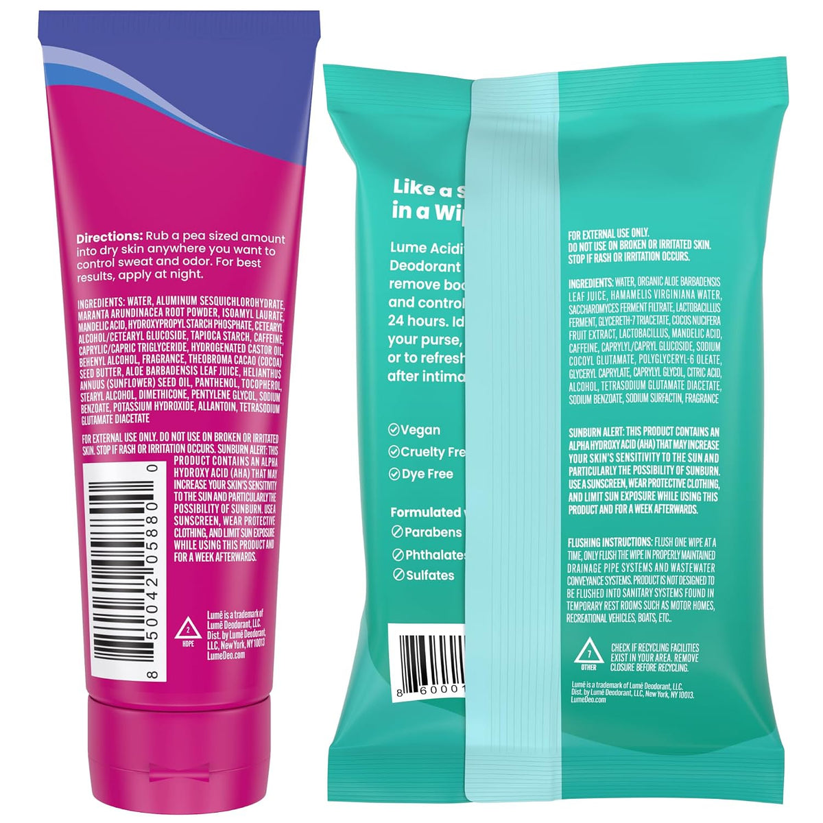 Whole Body Deodorant Plus Sweat Control - Smooth Cream Tube (Soft Powder) and Acidified Deodorant Wipes - 24 Hour Odor Control - Aluminum Free. Baking Soda Free. Skin Loving