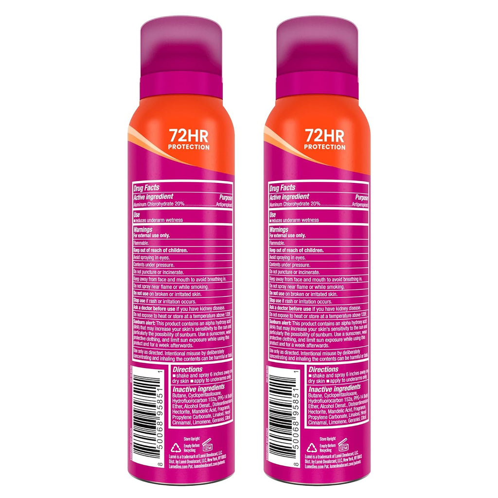 Deodorant Plus Sweat Control - Invisible Spray - Extra Strength Antiperspirant For Underarms - 72 Hour Odor And Sweat Control - Baking Soda Free - 2 Pack (Clean Tangerine)
