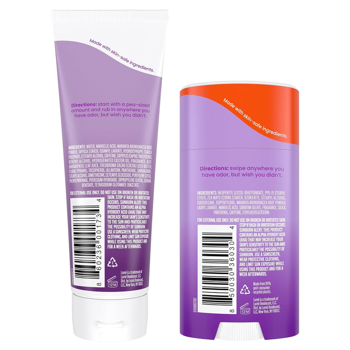 Whole Body Deodorant - Invisible Cream and Solid - 72 Hour Odor Control - Aluminum Free. Baking Soda Free. Skin Safe - 3.0 Ounce Cream and 2.6 Ounce Solid Bundle (Lavender Sage)