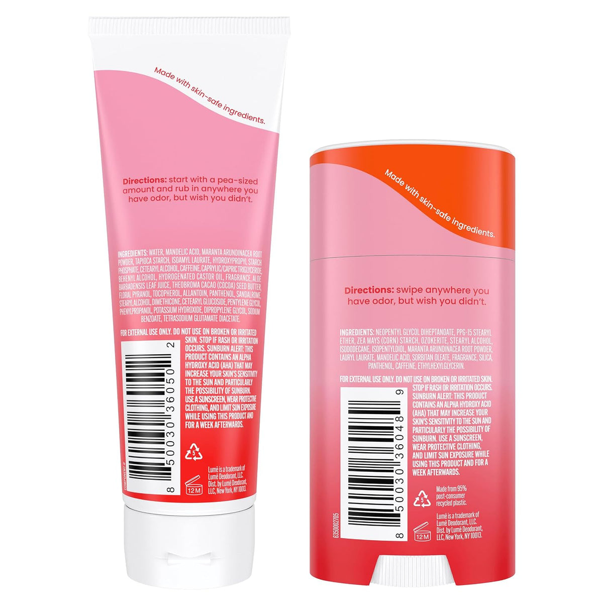 Whole Body Deodorant - Invisible Cream and Solid - 72 Hour Odor Control - Aluminum Free. Baking Soda Free. Skin Safe - 3.0 Ounce Cream and 2.6 Ounce Solid Bundle (Peony Rose)
