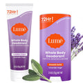 Whole Body Deodorant - Invisible Cream and Solid - 72 Hour Odor Control - Aluminum Free. Baking Soda Free. Skin Safe - 3.0 Ounce Cream and 2.6 Ounce Solid Bundle (Lavender Sage)