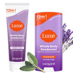 Whole Body Deodorant - Invisible Cream and Solid - 72 Hour Odor Control - Aluminum Free. Baking Soda Free. Skin Safe - 3.0 Ounce Cream and 2.6 Ounce Solid Bundle (Lavender Sage)