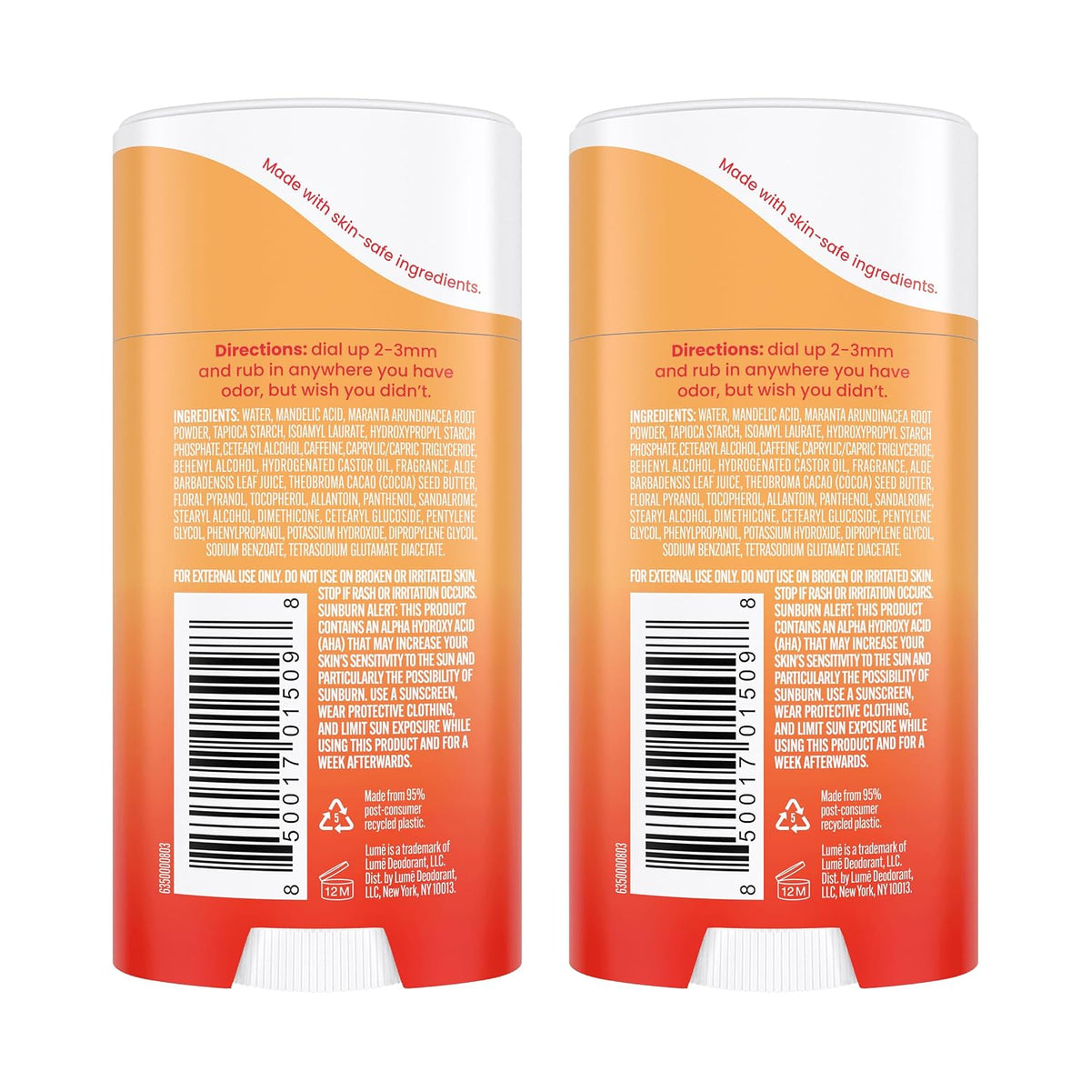 Whole Body Deodorant - Invisible Cream Stick - 72 Hour Odor Control - Aluminum Free. Baking Soda Free. Skin Safe - 2.2 Ounce (Pack of 2) (Clean Tangerine)