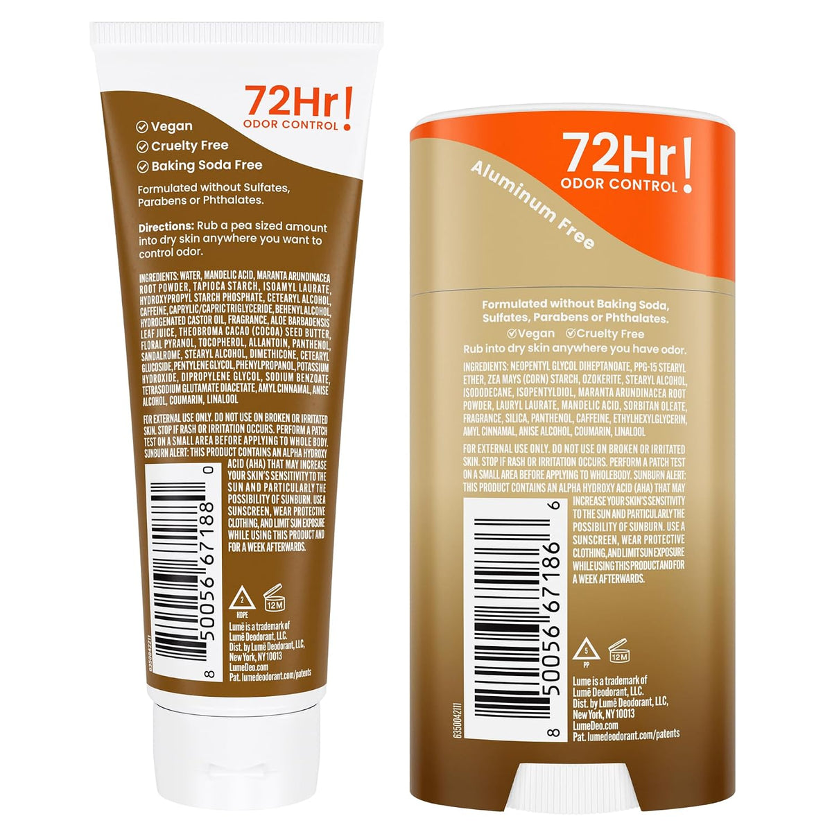 Whole Body Deodorant - Invisible Cream Tube and Solid Stick - 72 Hour Odor Control - Aluminum Free. Baking Soda Free. Skin Loving - 3.0 Ounce Tube and 2.6 Ounce Solid Stick Bundle (Vanilla Bliss)